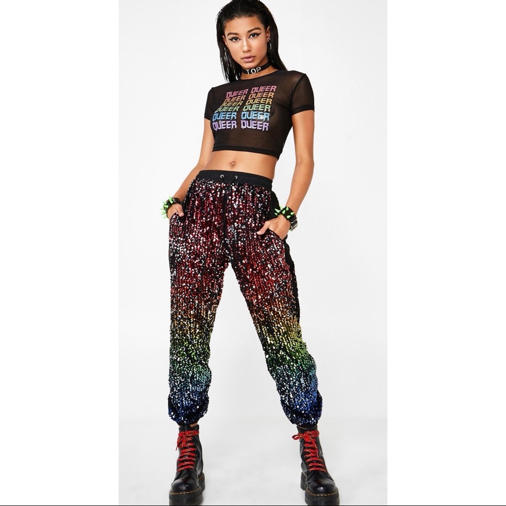 Acid techotopia joggers size:medium color:rainbow